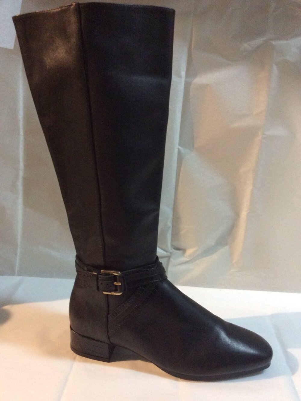 Massimo Dutti Black Leather Knee High Boots Size 38